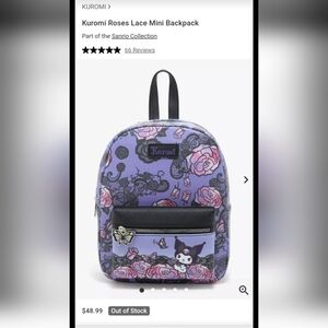 Kuromi Purple Roses Lace Mini Backpack